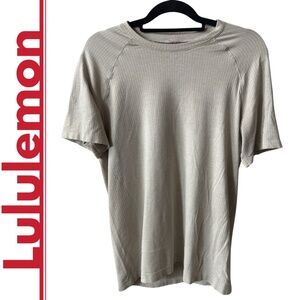 Lululemon: Beige Mesh Tee, Size Medium.